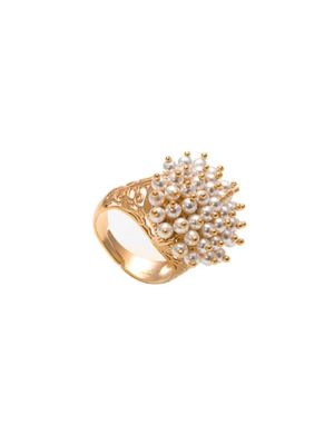 Stylish ring  with white swarovski pearls