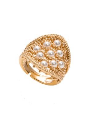 Style ring with white swarovski pearls