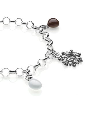 Rolo Light Bracelet with Abruzzo Charms in Sterling Silver and Enamel