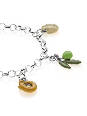 Rolo Light Bracelet with Puglia Charms in Sterling Silver and Enamel