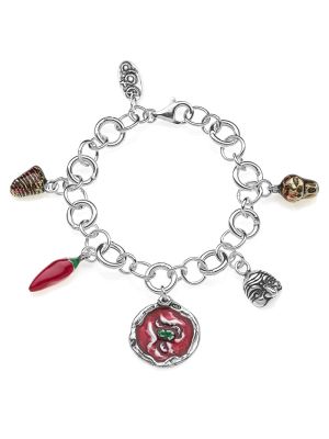 Rolo Luxury Bracelet with Campania Charms in Sterling Silver and Enamel