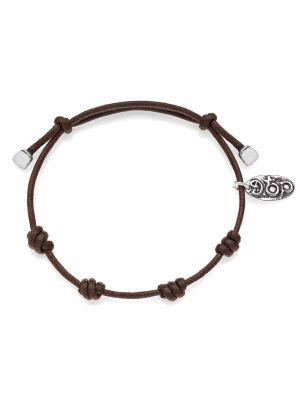 Cotton Cord Bracelet in Mocha Waxed Cotton and Sterling Silver