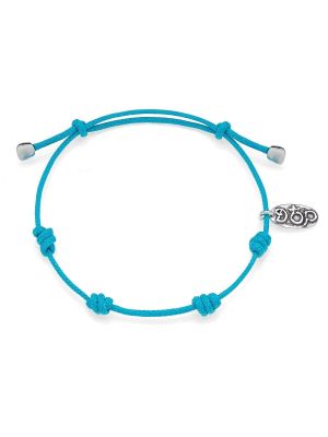 Cotton Cord Bracelet in Turquoise Waxed Cotton and Sterling Silver