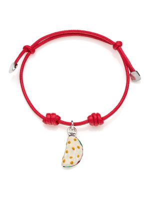 Cotton Cord Bracelet with Piadina Romagnola Charm in Sterling Silver and Enamel