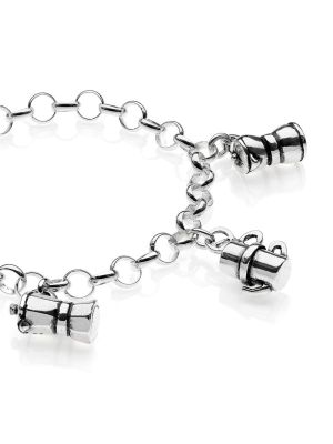 Rolo Light Bracelet with Moka Charms in Sterling Silver