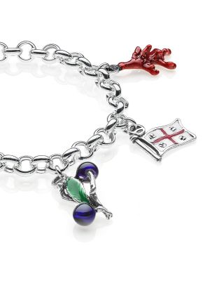 Rolo Premium Bracelet with Sardinia Charms in Sterling Silver and Enamel
