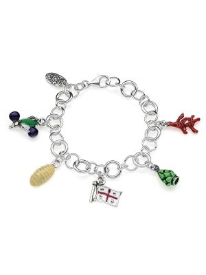 Rolo Luxury Bracelet with Sardinia Charms in Sterling Silver and Enamel