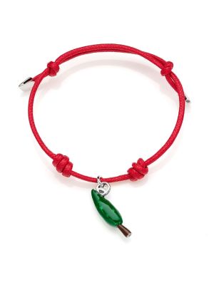 Cotton Cord Bracelet with Cypress Charm in Sterling Silver and Enamel