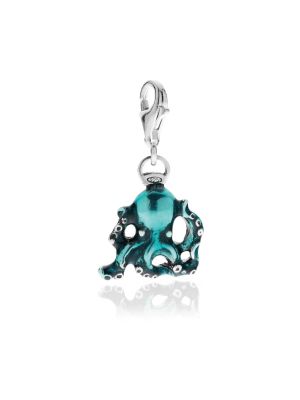 Octopus Charm in Sterling Silver and Enamel