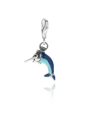 Swordfish Charm in Sterling Silver and Enamel