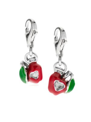 Left and Right Apple Heart Charms in Sterling Silver and Enamel