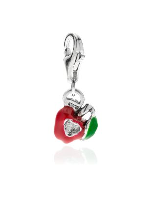 Right Apple Heart Charm in Sterling Silver and Enamel