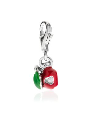 Left Apple Heart Charm in Sterling Silver and Enamel