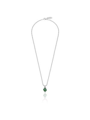 Boule 45 cm necklace with Mini Four-Leaf Clover Charm in Sterling Silver and Enamel