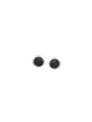 Buttons earrings black mesh
