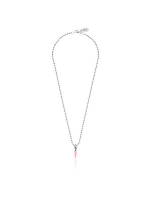 Necklace Boule 45 cm with Mini Chili Pepper Charm in Sterling Silver and Pink Enamel