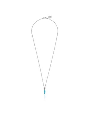 Rolo Micro 45 cm Necklace with Mini Chili Pepper Lucky Charm Sterling Silver Sterling and Turquoise Enamel