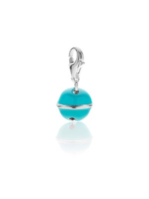 Bell Charm in Sterling Silver and Turquoise Enamel