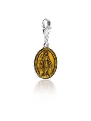 Miraculous Madonna Charm in Sterling Silver and Yellow Enamel