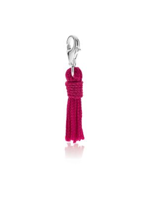 Tassel Charm in Fuchsia Cotton and Sterling Silver
