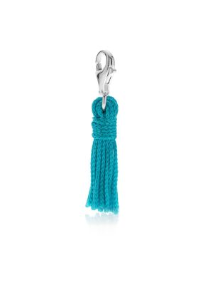 Tassel Charm in Turquoise Cotton and Sterling Silver
