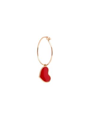 Circles earrings red heart 
