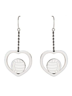 
Earrings heart and volleyball ball 