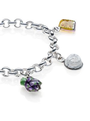 Rolo Premium Bracelet with Lazio Charms in Sterling Silver and Enamel