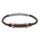 Bracelet in brown leather braided and insert in PVD rosato