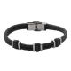 Bracelet to double wire black leather braided steel and
