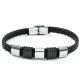 Bracelet in leather and steel bicolor
