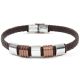Bracelet in brown leather and steel bicolor