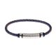 Bracelet in blue leather braided and steel inserts