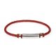 Bracelet in red leather braided and steel inserts