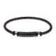 Bracelet in black leather braided and PVD Black