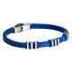 Bracelet in blue leather with inserts in PVD blue