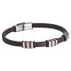 Bracelet in brown leather with inserts in PVD rosato