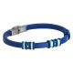 Bracelet in blue leather with inserts in PVD and blue zircons