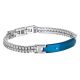 Bracelet double mesh, enamelled steel blue and zircon