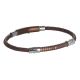 Bracelet in brown leather braided, PVD brown and zircons