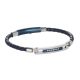 Bracelet in blue leather, steel and zircons