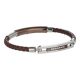 Bracelet in brown leather, steel and zircons