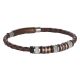 Bracelet in brown leather with passing in steel, PVD and zircons