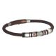 Bracelet in brown leather braided loops in steel and o-ring