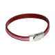 Bracelet in natural leather bordeaux and inserts of braided nylon red, white and blue