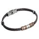 
Two-wire bracelet in brown and zircon leatherette