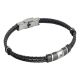 
Two-wire bracelet in black imitation leather and zircon