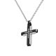 Necklace in steel with a crucifix zircons and PVD Black