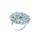 Ring with floral decoration and zircons