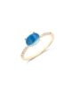 anello in oro giallo 18 kt diamanti e topazio blu london